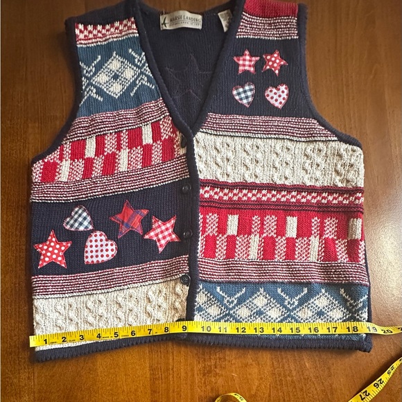 Marsh Landing•button-down sweater vest•size medium•cotton•patchwork/knit/quilt - Picture 12 of 14